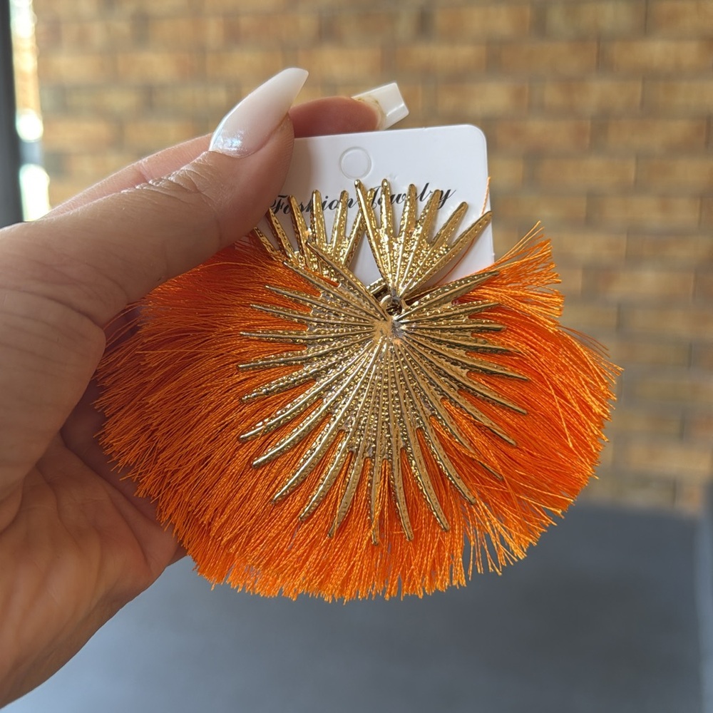 Orange and Gold Statement Earrings